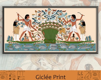 Nebamun Hunting in the Marshes (Reconstructed) - Ancient Egyptian Panoramic Giclée Fine Art Print