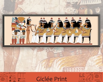 Das Fest Nebamuns: Feiernde Gäste - Altägyptischer Panorama Giclée Fine Art Druck