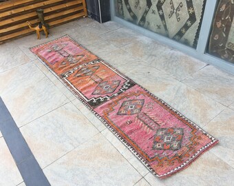 Turkish Rug Organic Rug Herki Rug 2.7x12.1 ft Hallway Rug Antique Rug Oriental Rug Code 8674 Vintage Rug Runner Rug Kitchen Rug