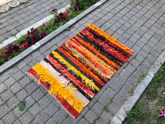 Kilim Rug| Turkish Kilim Rug| Oushak Kilim Rug| Handknotted Rug| Anatolian Rug| Distressed Rug| Wool Rug| 2.3x3.5ft| Aztec Rug| Small Kilim|