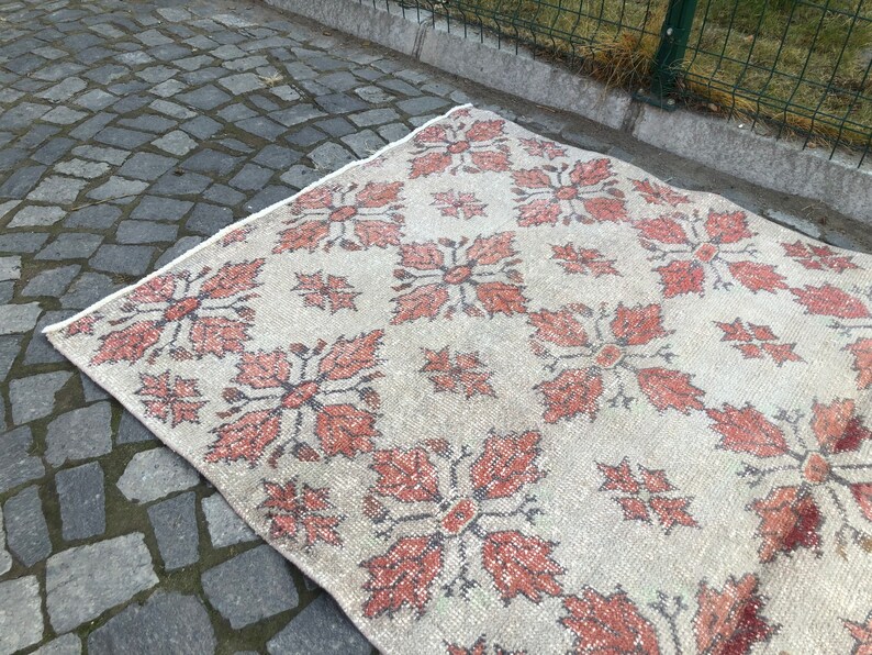 Oushak Rug Area Rug Decorative Rug Bedroom Rug Oriental Rug Turkish Rug Muted Rug Handmade Rug Large Rug, Vintage Rug 4.1x6.8ft
