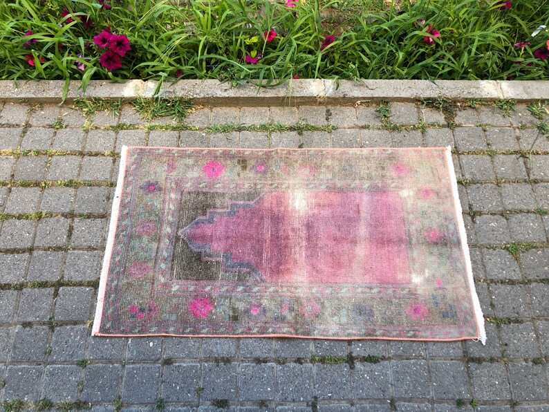 Small Turkish Rug Small Oriental Rug Small Runner Rug| Small Vintage Rug Small Sized Rug Small Oushak Rug Small Entry Rug 2x3.4ft