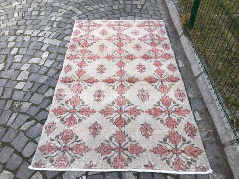 Oushak Rug Area Rug Decorative Rug Bedroom Rug Oriental Rug Turkish Rug Muted Rug Handmade Rug Large Rug, Vintage Rug 4.1x6.8ft