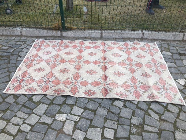 Oushak Rug Area Rug Decorative Rug Bedroom Rug Oriental Rug Turkish Rug Muted Rug Handmade Rug Large Rug, Vintage Rug 4.1x6.8ft