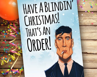 Tarjeta de Navidad divertida, Cillian Murphy, Xmas Card, Peaky Blinders, Franqueo Gratis del Reino Unido