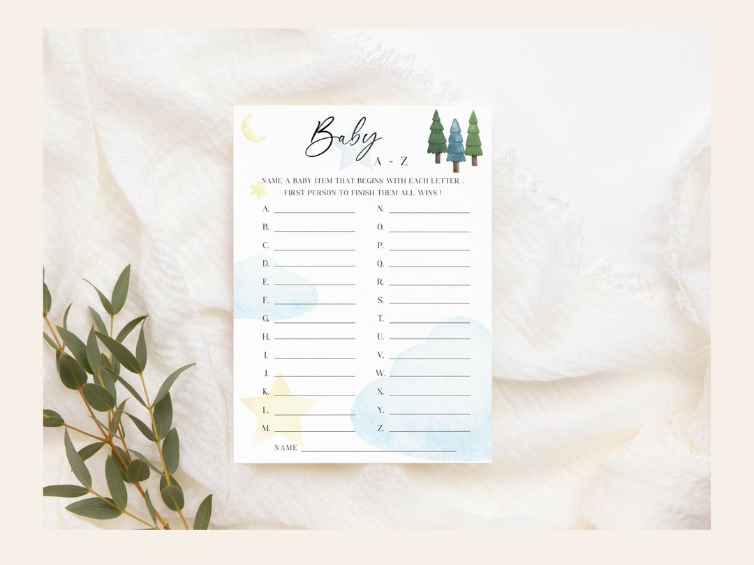 Dragon Baby Shower Baby A-Z Game Template Editable Printable Download ...