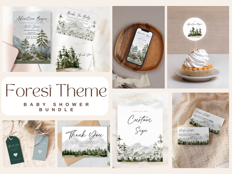 Forest Theme Baby Shower Bundle Etsy