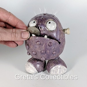 Bank, Monster Bank, Spaarvarken, Handgemaakte Kleibank, Wierookbrander, Great Kid&#39;s Gift, Housewarming Gift, Grillig Monster, Blauw Monster