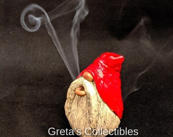 Handmade Gnome, Incense Burner, Backflow Burner, Whimsical Gnome, Gnome Gift, Housewarming Gift, OOAK, Handmade Gift, Home Decor, Yard Art