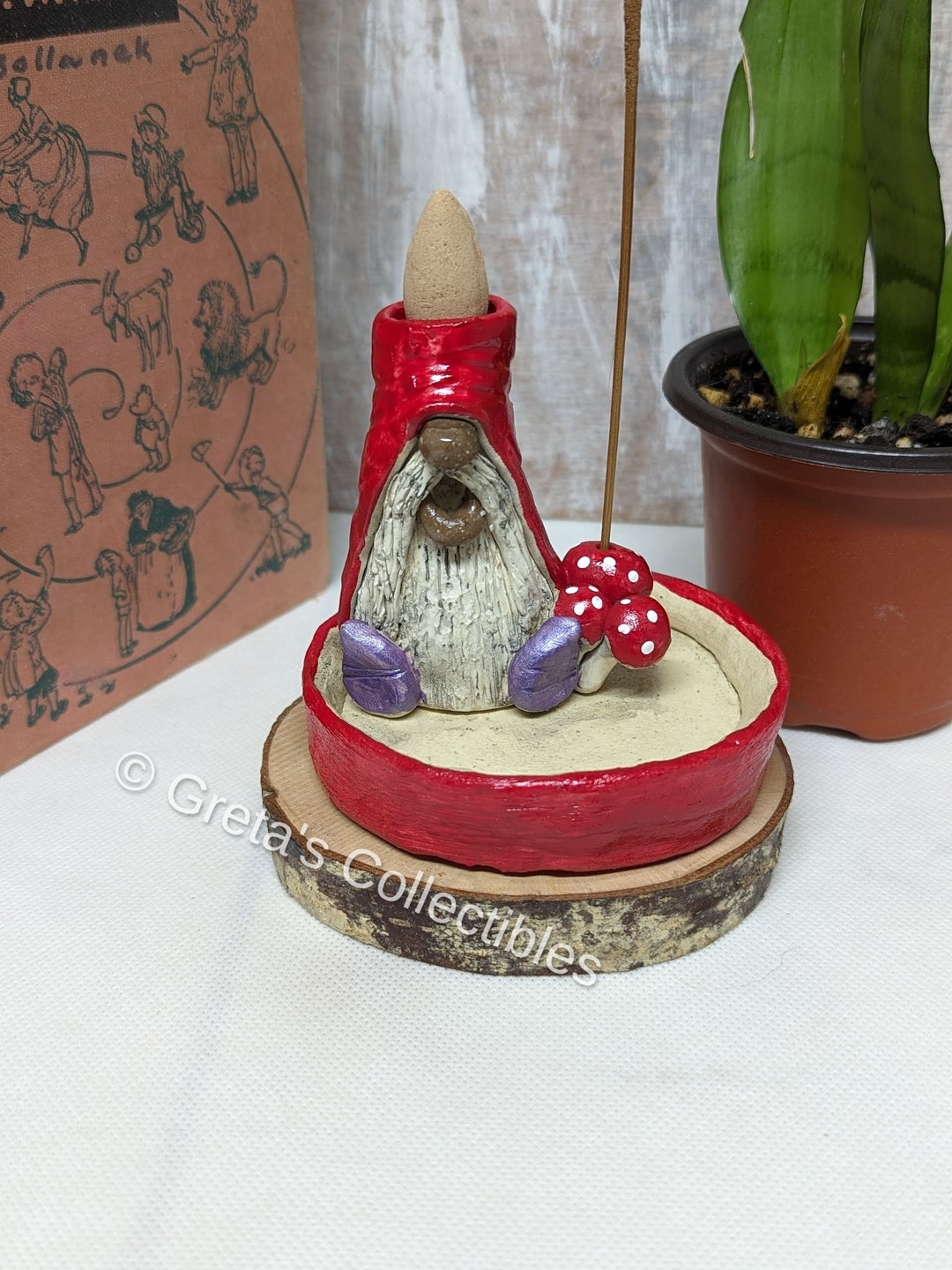 Gnome Incense Burner, Housewarming Gift, Incense Holder, Gnome Watefall
