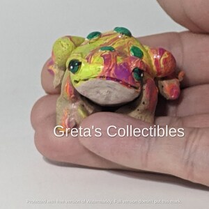 Ceramic Tie Dye Frog, Handmade, Frog Figurine, Garden Art, Fairy Garden, Hand Tie Dyed Frog, OOAK, Stoneware, Frog Lover Gift, Cute Frog, image 3