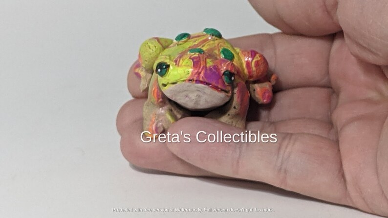 Ceramic Tie Dye Frog, Handmade, Frog Figurine, Garden Art, Fairy Garden, Hand Tie Dyed Frog, OOAK, Stoneware, Frog Lover Gift, Cute Frog, image 3