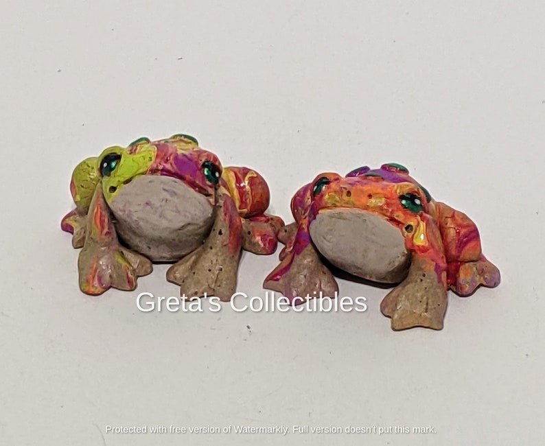 Ceramic Tie Dye Frog, Handmade, Frog Figurine, Garden Art, Fairy Garden, Hand Tie Dyed Frog, OOAK, Stoneware, Frog Lover Gift, Cute Frog, image 7