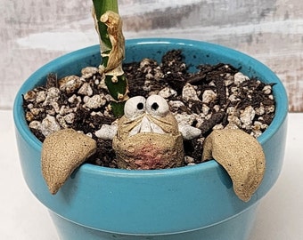 Monster Plant Buddy, Ceramic Monster, Garden Art, Plant Stake, Mini Monster, Whimsical Monster, Handmade Monster, Garden Lover's Gift