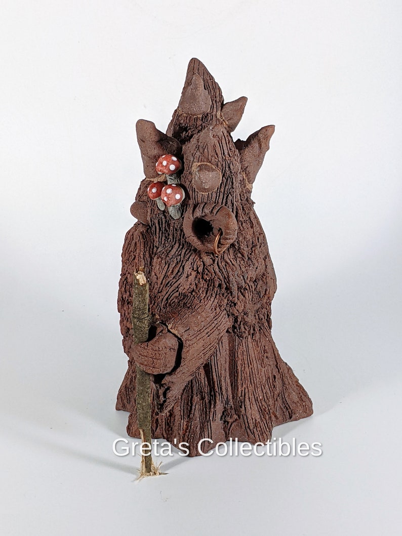 Tree Ent Incense Burner, Handmade, Great Gift, OOAK, Fantasy Lovers Gift, Green Man, Tree Ent, Smoking Tree, Ceramic Tree, Tree Ent Figure image 8