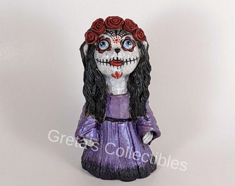 Sugar Skull, Sugar Skull Girl, OOAK, Ceramic Sugar Skull Doll, Incense Burner, Handmade, Dia De Los Muertos, Day of the Dead, Incense Holder