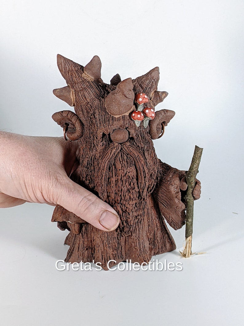 Tree Ent Incense Burner, Handmade, Great Gift, OOAK, Fantasy Lovers Gift, Green Man, Tree Ent, Smoking Tree, Ceramic Tree, Tree Ent Figure image 2