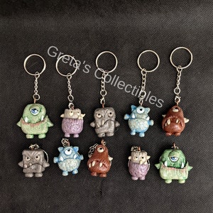 Monster Keychain, Whimsical Handmade Monster, Monster Lovers Gift, OOAK, Key Holder, Key Fob, Stocking Stuffer, Nerd Gift, Ceramic Monster