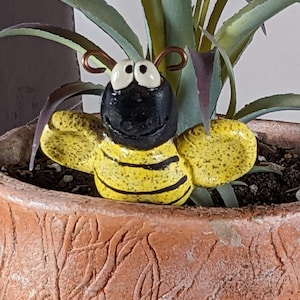 Bumble Bee Plant Buddy, Ceramic Bumble Bee, Garden Art, Plant Stake, Garden Bumble Bee, Whimsical Bee, Handmade Bee, Garden Lover&#39;s Gift