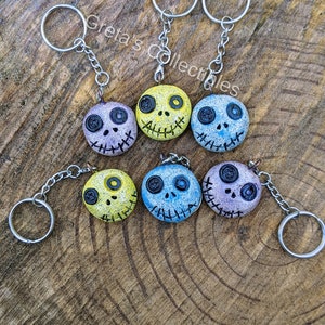Voodoo Head Keychain, OOAK, Ceramic Voodoo Head, Handmade Pendent, Clay Voodoo Head, Keychain, Button Eyes, Stitched Mouth, Stocking Stuffer