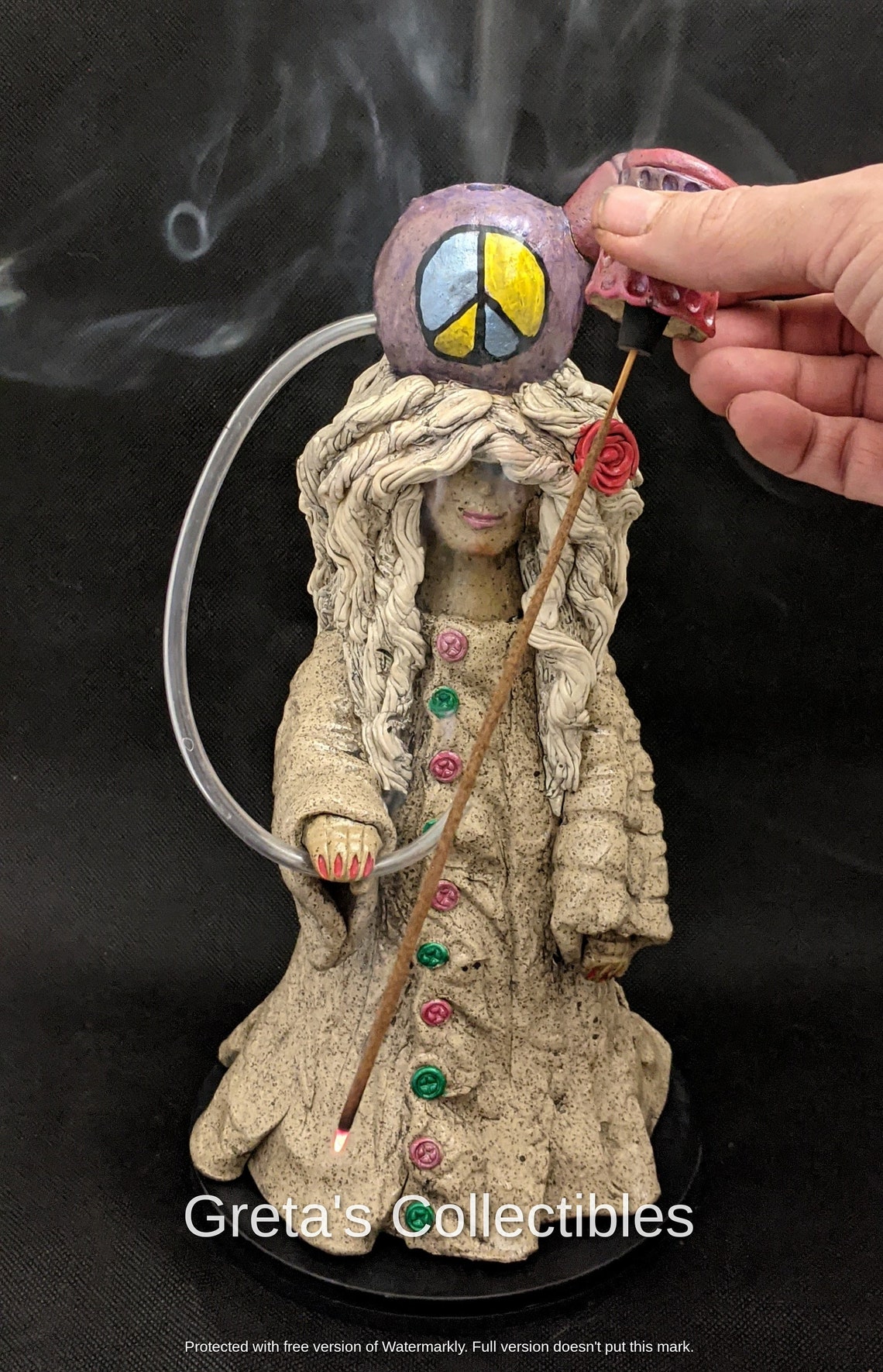 Happy Hippie Hippie Incense Burner Backflow Burner Handmade Etsy