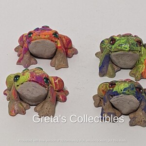 Ceramic Tie Dye Frog, Handmade, Frog Figurine, Garden Art, Fairy Garden, Hand Tie Dyed Frog, OOAK, Stoneware, Frog Lover Gift, Cute Frog, image 2
