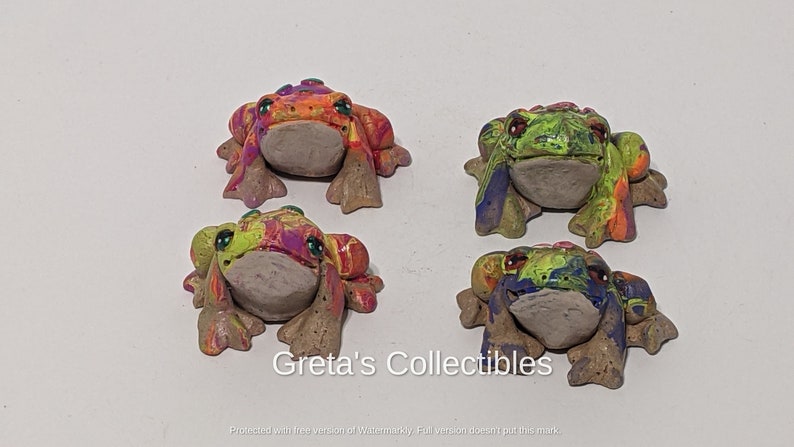 Ceramic Tie Dye Frog, Handmade, Frog Figurine, Garden Art, Fairy Garden, Hand Tie Dyed Frog, OOAK, Stoneware, Frog Lover Gift, Cute Frog, image 2