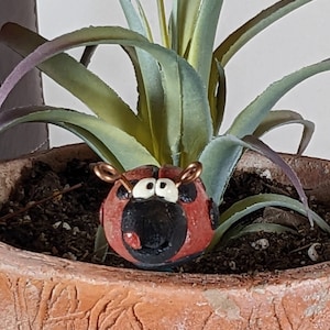 Ladybug Plant Buddy, Ceramic Ladybug, Garden Art, Plant Stake, Garden Ladybug, Whimsical Ladybug, Handmade Ladybug, Garden Lover&#39;s Gift