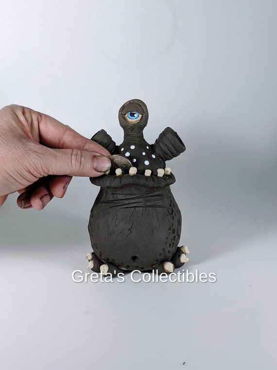 Bank Monster Bank Piggy Bank Handmade Clay Bank Incense Burner
