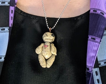 Voodoo Doll Necklace, Voodoo Doll Pendent, OOAK, Handmade Ceramic Voodoo Doll, Voodoo Doll, Handmade Pendent, Whimsical Voodoo Doll