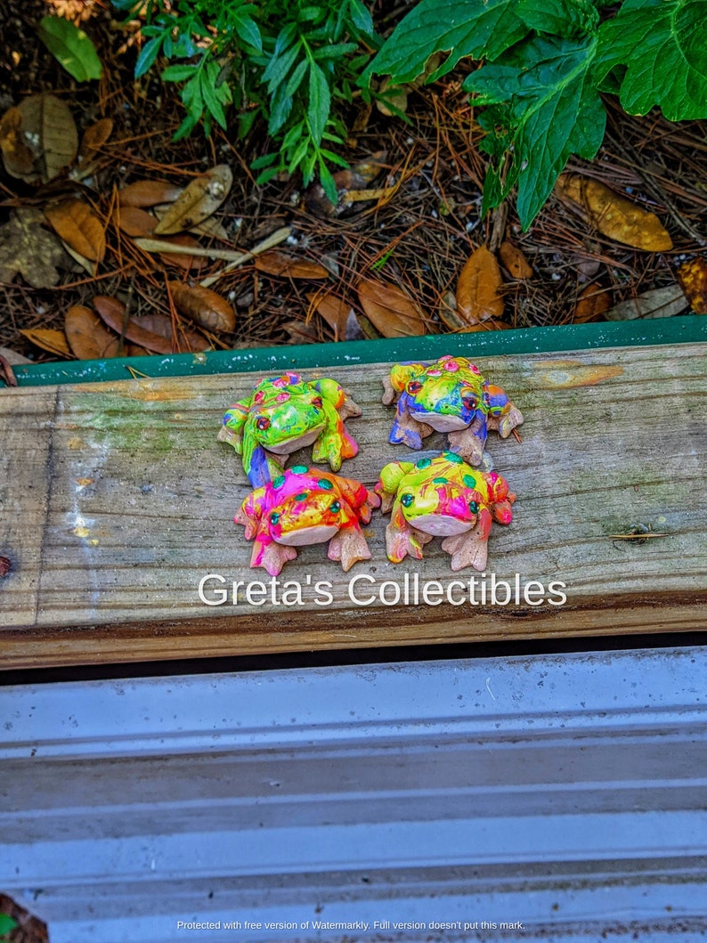 Ceramic Tie Dye Frog, Handmade, Frog Figurine, Garden Art, Fairy Garden, Hand Tie Dyed Frog, OOAK, Stoneware, Frog Lover Gift, Cute Frog, image 1