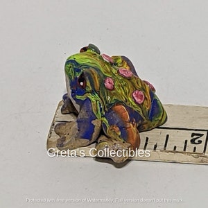 Ceramic Tie Dye Frog, Handmade, Frog Figurine, Garden Art, Fairy Garden, Hand Tie Dyed Frog, OOAK, Stoneware, Frog Lover Gift, Cute Frog, image 5