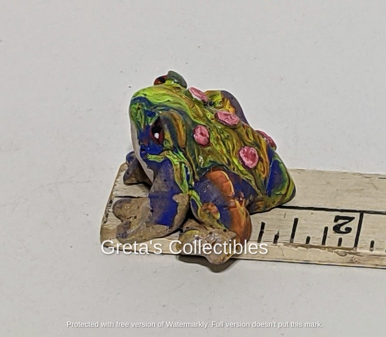 Ceramic Tie Dye Frog, Handmade, Frog Figurine, Garden Art, Fairy Garden, Hand Tie Dyed Frog, OOAK, Stoneware, Frog Lover Gift, Cute Frog, image 5