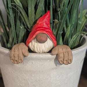 Gnome Plant Buddy, Ceramic Gnome, Garden Art, Plant Stake, Tiny Gnome, Whimsical Gnome, Handmade Gnome, Garden Lover&#39;s Gift, Garden Gnome
