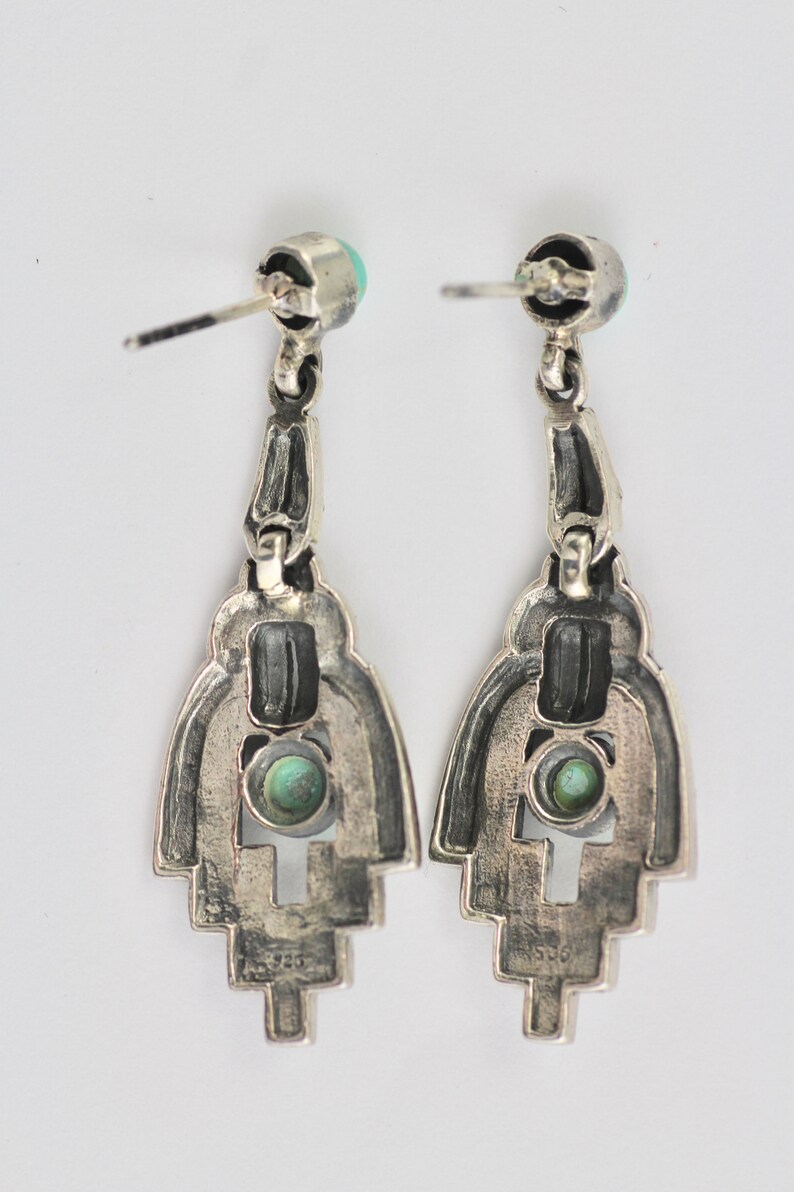 Victorian Style Turquoise /& Marcasite Drop Earrings 925 Sterling Silver