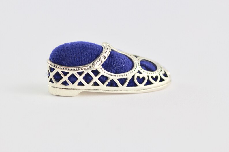 Victorian Style Hearts Shoe Pin Cushion 925 Sterling Silver