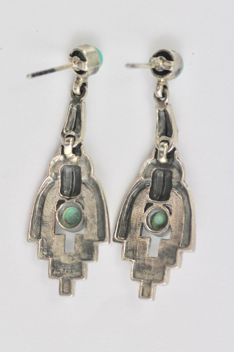 Victorian Style Turquoise /& Marcasite Drop Earrings 925 Sterling Silver