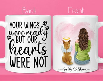 Personalised Memorial Dog Mug | Your wings were ready but our hearts were not | Dog Owner mug | Angel, wings, halo