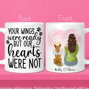 Personalised Memorial Dog Mug | Your wings were ready but our hearts were not | Dog Owner mug | Angel, wings, halo