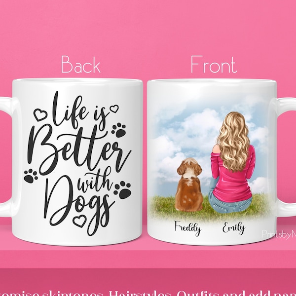 Personalised Dog Mug Life is better with dogs Dog Owner mug Custom pet mug Dog Coffee Mug