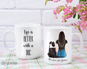 personalised girl and dog mug
