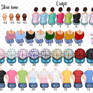 Pu&ograve; includere: Un grafico con 34 diverse combinazioni di outfit e tonalit&agrave; della pelle per creare avatar personalizzati. Il grafico include una variet&agrave; di stili di abbigliamento, tra cui camicie, maglioni e jeans. Le tonalit&agrave; della pelle vanno dal chiaro al scuro.