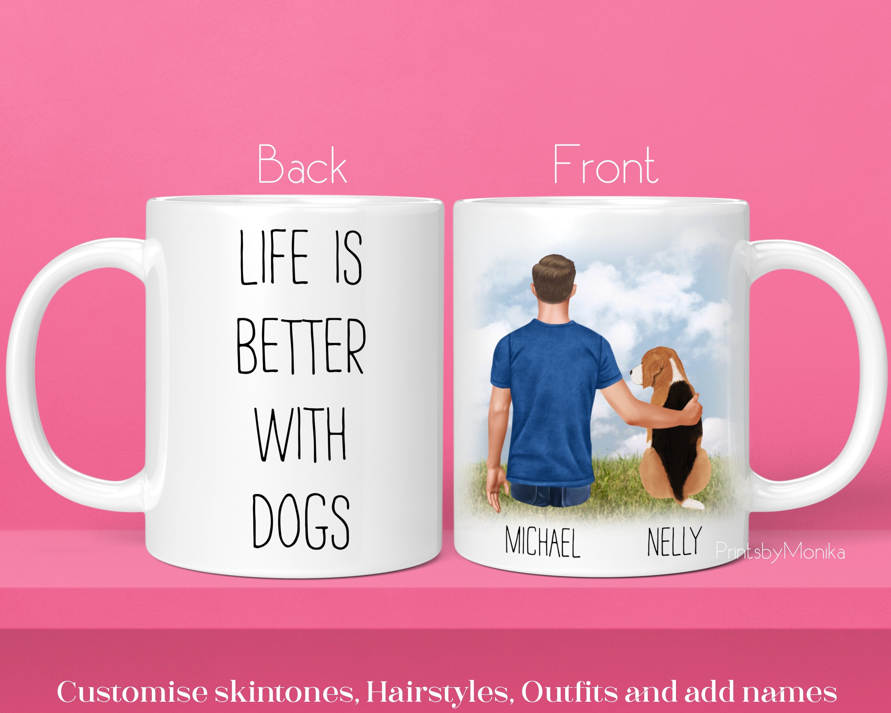 Personalised Dog Mug | Life is better with a dog | Dog with man