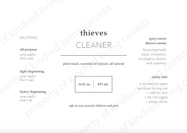 Printable Thieves Cleaner Label Digital Download - Etsy