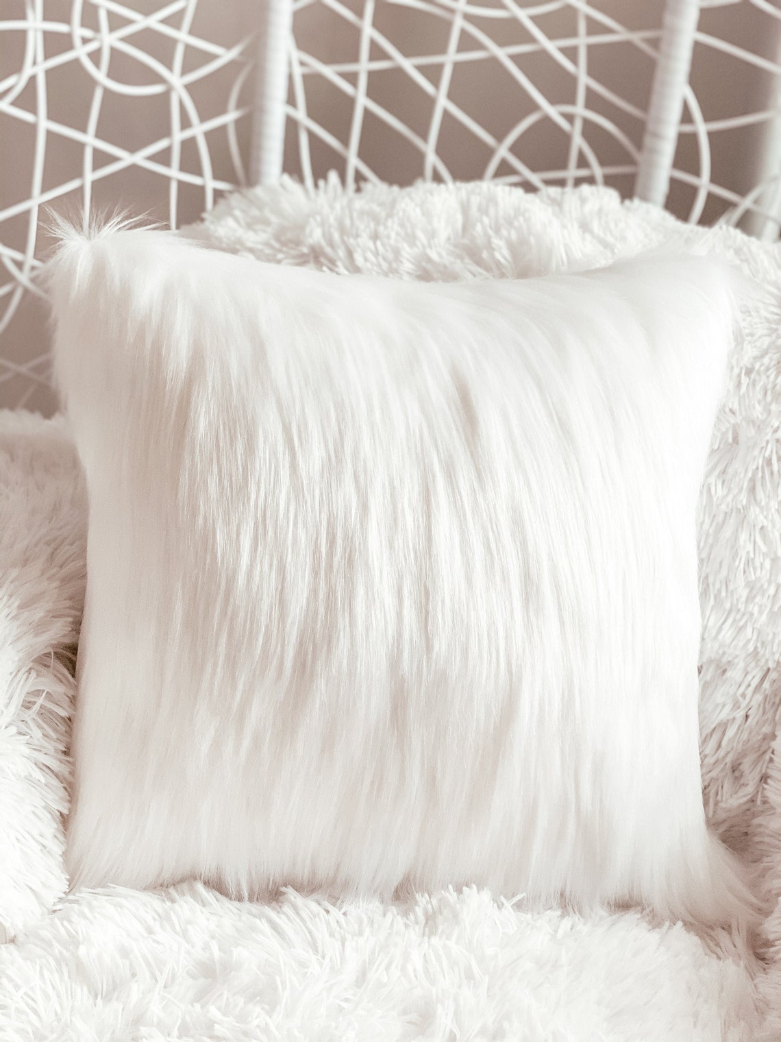 Soft & Cozy White Faux Fur Pillow Cover Insert Optional Etsy