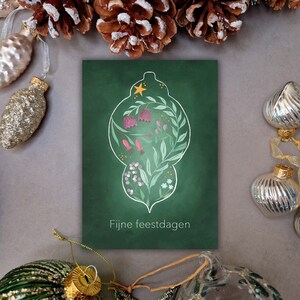 Set di 5 cartoline di Natale Palla di Natale verde - stampe di cartoline dipinte a mano a guazzo ad acquerello. Stampato su carta biopure, busta inclusa