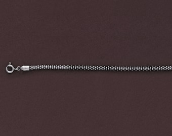 Oxidierte Silber BALI POPCORN Halskette-Bali Popcorn Kette-Sterling Silber Halskette-Oxidiertes Bali Silber-Bali Silber Kette-3 mm-7,5" 16"~30"