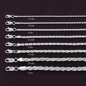 Silver ROPE Necklace-925 Sterling Silver ROPE Chain-Silver Necklace-Italian Silver-Diamond Cut Rope Chain Necklace\Bracelet\Ankle Bracelet