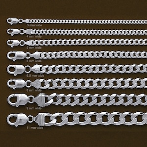 14&quot; 16&quot; 18&quot; 20&quot; 22&quot; 24&quot; 26&quot; 28&quot; 30&quot; 36&quot;-SOLID 925 CURB Chain Necklace-925 Sterling Silver Chain-Sterling Silver CUBAN Necklace-
