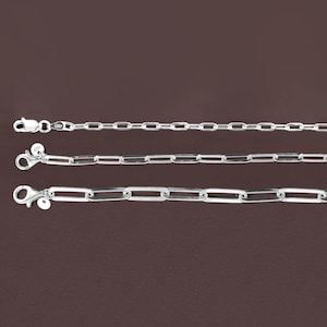 Silver Flat PAPER CLIP Necklace-Paper Clip Chain-Pendant Necklace-Pendant Chain-Polished Flat Wire Paper Clip Link-16" 18" 20" 24" 30"